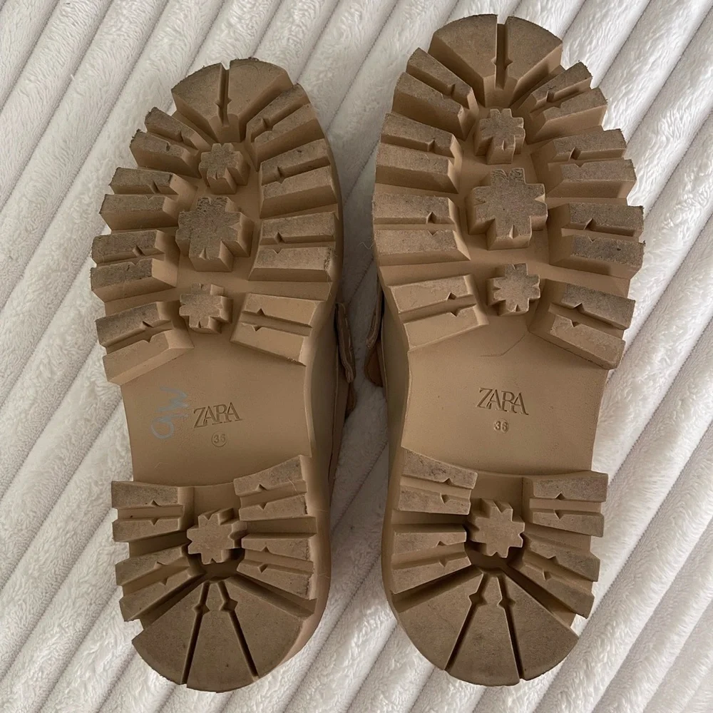 Zara Off White Buckle Leather Lug Sole Loafers - Picture 11 of 11